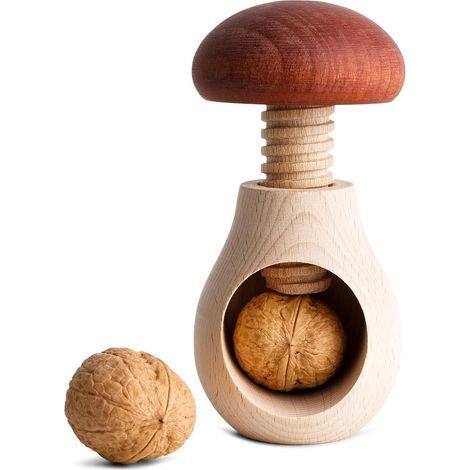 Casse Noix Casse-Noisette en Bois Broyeur Manuel pour la Cuisine 10 x 6 cm Forme de Champignon Hêtre Naturel avec Mécanisme à Vis Solide et Durable (1/4)