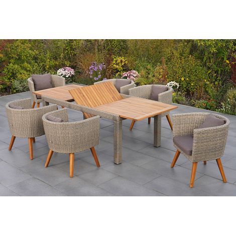 Imperia Set 7tlg 6 Sessel Tisch 180(240)x100cm Kissen