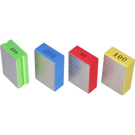 Tampons de polissage manuels diamantés en 4 pièces pour le découpage et l'ébavurage des carreaux de céramique et de la pierre (grains 60, 100, 200, 400). (1/5)