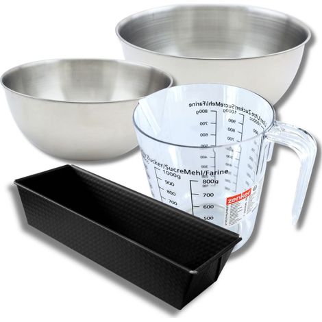 Set pâtisserie avec moule à cake 25,5 cm, 2 bols à mixer, verre mesureur et spatule Zenker (1/5)