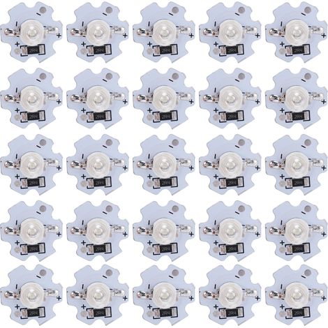 Paquete de 25 chips LED de alto rendimiento (5V, 200lm, 3W) para iluminación DIY, luz azul de 455–460nm (1/5)