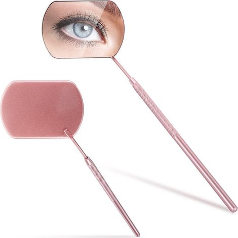Miroir de poche carré pour extension de cils (1 pièce, rose doré) - Miroir détachable en acier inoxydable, multifonction pour examen buccal, accessoire de maquillage (1/5)