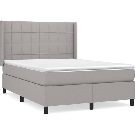 Maison Exclusive - Cama box spring con colchón tela gris claro 14