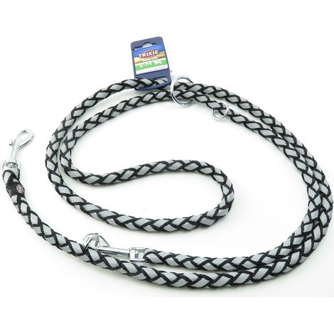 Laisse Cavo Reflect ø12mm x 2 mètres S-M. réglable Noir. pour chien - Trixie