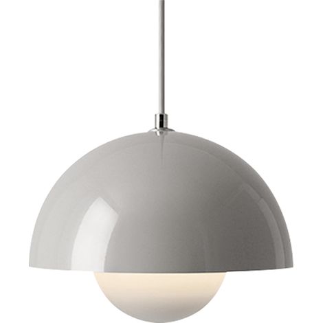 Modern Pendant Light, Metal Shade, 100 cm Adjustable Cable, 23 cm Diameter, E27 Bulb, Light Gray (1/5)