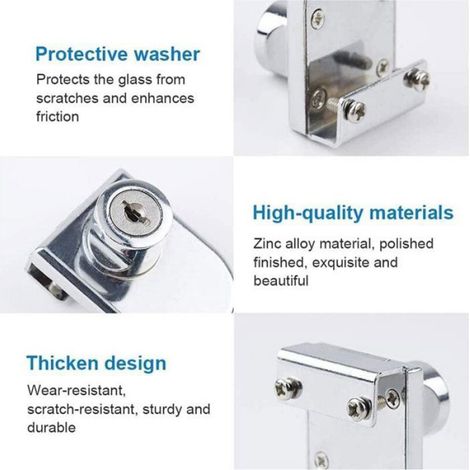 Serrure À Pivot - Pour Porte Vitrée 5-8 Mm - Installation Sans Perçage - 2 Clés (1/4)