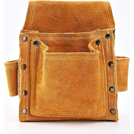 Sacoche de Charpentier pour la taille, Ceintures Porte-Outils en Cuir de Qualité Supérieure Avec 2 Porte-Marteaux, Résistante et Professionnelle Sac pour Électricie, Maçons, Soudeurs, Plaquiste (1/5)