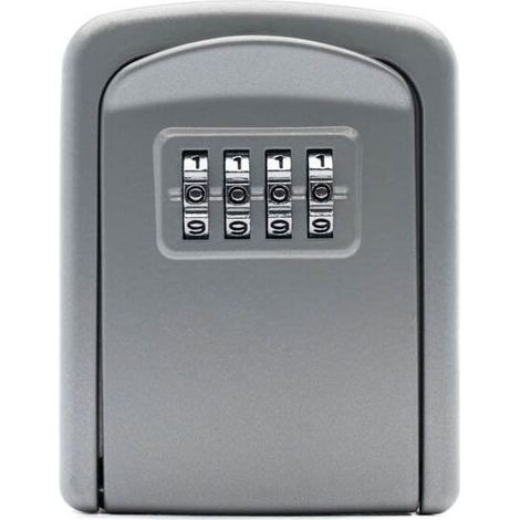 Silver Secure Key Box, Safe Storage Zinc Alloy Lock Box with 4 Digit Combination Code, for Home Garage School (1/5)