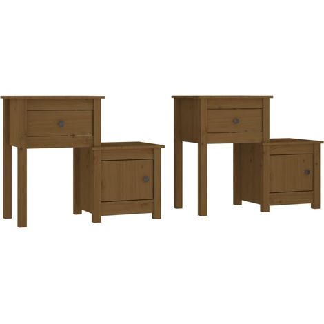 Maison Exclusive - Mesitas de noche 2 uds madera pino marrón miel