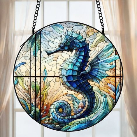 Vitrail hibou attrape-soleil 16 cm décoration fenêtre suspension raffinée cadeau grand-mère (1/5)