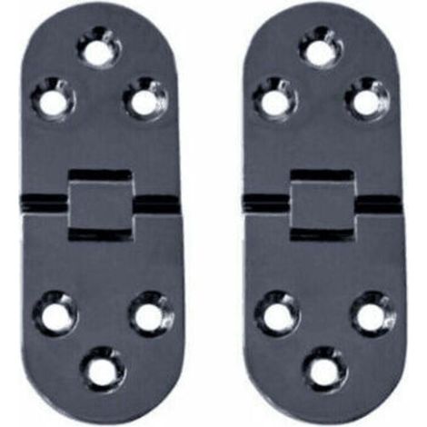 Lot de 10 charnières de table pliantes, charnières de porte d'armoire pliantes plates, charnières de porte d'armoire en alliage de zinc, charnières de porte de meuble avec bords arrondis et vis, pour (1/4)