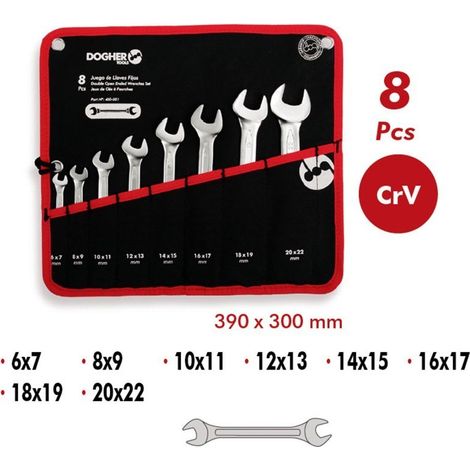 Bolsa herramientas DOGHER bolsa 8 llaves fija boca abierta 450-001 (1/4)
