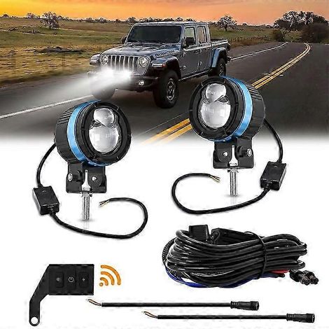 Phares antibrouillard ambre et blancs pour moto, projecteurs de travail tout-terrain à LED avec éclairage intégré. (1/5)