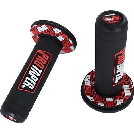 Paire de poignées PRO TAPER pour moto et scooter - Noir/Rouge