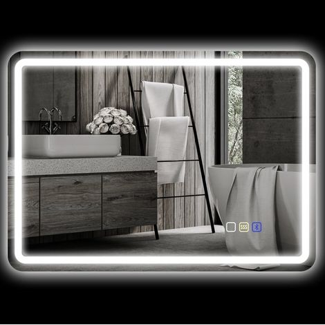 LED-Badezimmerspiegel 50x70 cm mit Bluetooth, Touch und Memory-Funktion, silber (1/4)