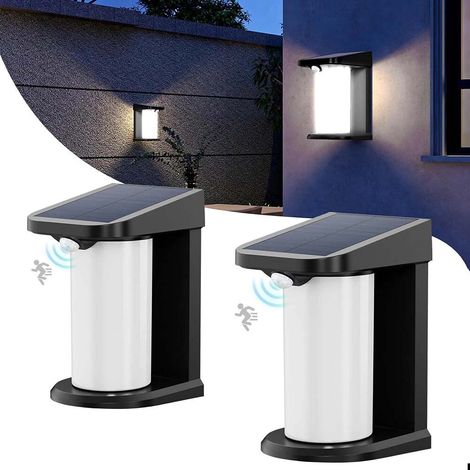 Lampe Solaire Extérieure avec Détecteur de Mouvement Éclairage LED Étanche IPX4 pour Jardin Terrasse et Cour Lumière Blanche 2pcs (1/5)