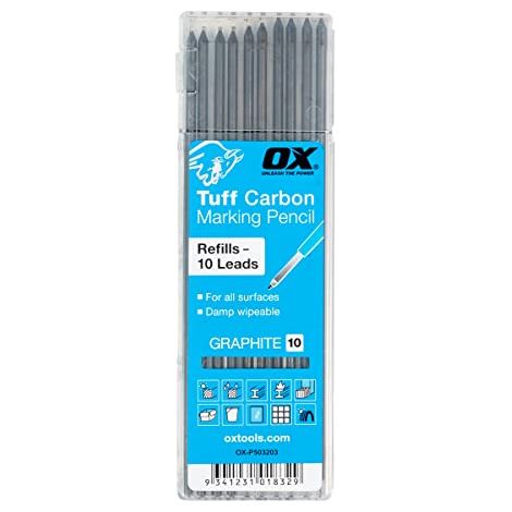 OX OX-P503203 Tuff Carbon Pencil Refills Carbon Pencil Graphite Leads 10 Pack