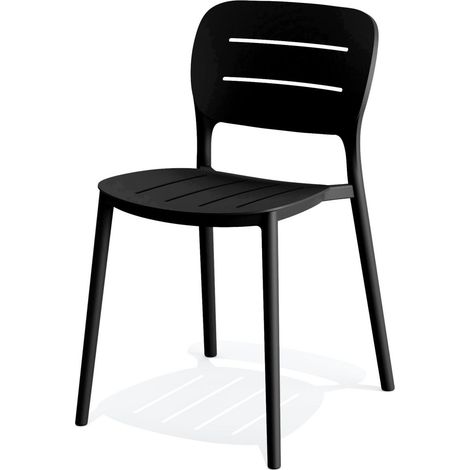 Chaise empilable en polypropylène Noir 53x46x79cm (Lot de 4) - Feros (1/4)