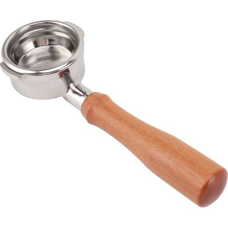 Portafilter 58mm sans fond en acier inoxydable détachable, résistant à la chaleur, haute compatibilité, facile à nettoyer, 2 becs, pour Breville 9 E, manche en bois de rose (1/5)