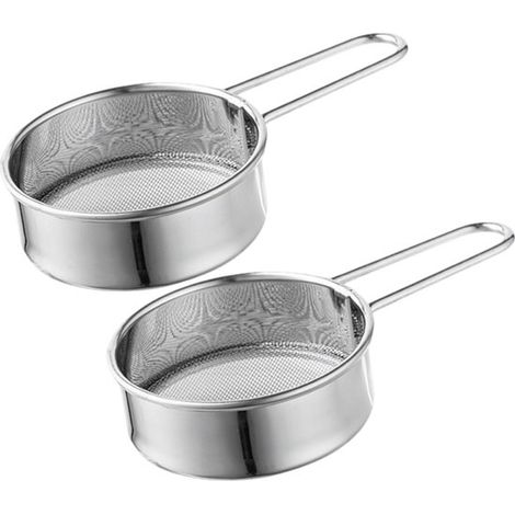 Setaccio mini rotondo in 2 pezzi per zucchero a velo, farina e polvere di matcha, strumento manuale per pasticceria, acciaio inox 304, 11,5 cm × 6,5 cm × 2,3 cm, per cucina, panetteria, pasticceria (1/5)