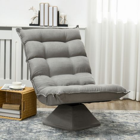Poltrona reclinabile/da lettura, girevole, effetto velluto, 62 cm x 70 cm x 95 cm, grigio chiaro (1/5)