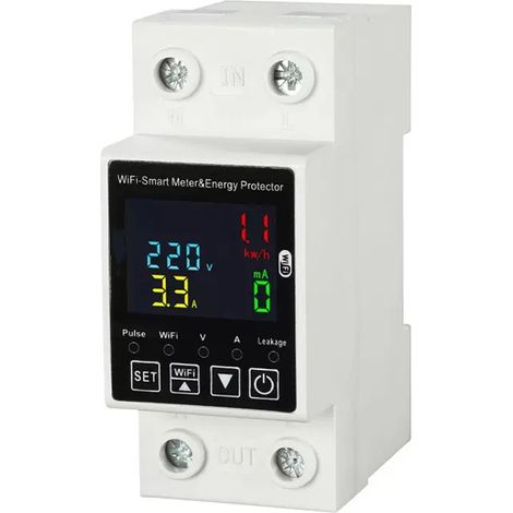 Interruptor automático de corriente residual inteligente Tuya WiFi con medición y control WiFi a través de una aplicación móvil. (1/5)