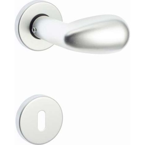 Pomolo ovale con quadro in alluminio anodizzato argento.