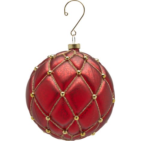 Pallina "Capitonne" per decorazioni natalizie diametro di 10 cm -Rosso (1/5)