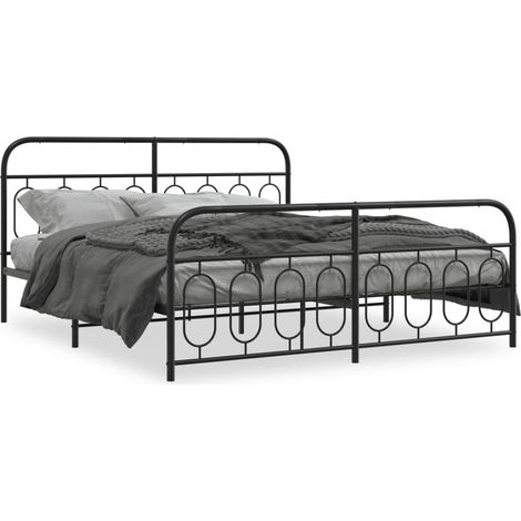 Maison Exclusive - Cadre de lit métal sans matelas avec pied de lit noir 193x203cm (1/5)