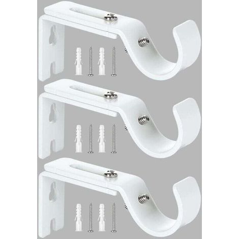 Support de Tringle à Rideau Réglable,3 Pcs Supports Murale Réglables,Support pour Tringle à Rideau,Compatible avec les tringles à rideau d'un diamètre maximal de 20mm-25mm(Blanc) (1/4)