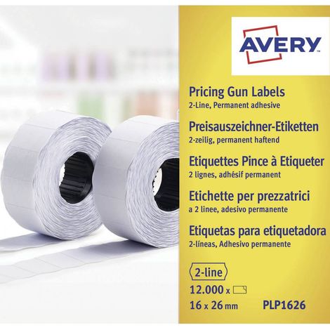 Avery PLP1626 etichetta autoadesiva Etichetta con prezzo Permanente Bianco 12000 pz (1/4)