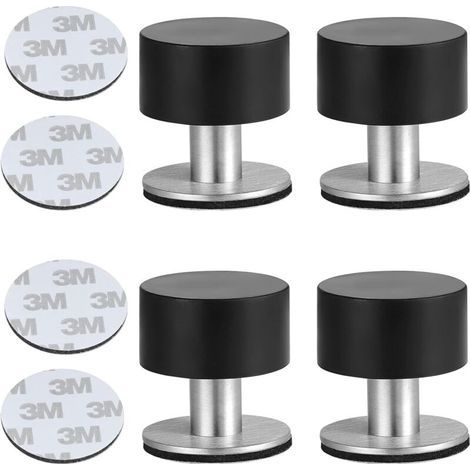 pair 4pcs Butées Porte Adhesive Acier Inoxydable Butoir Arrêts Porte Door Stoppers Avec Caoutchouc Antichoc pour Montage Mural ou au Sol avec Ruban Adhésif Double Face 3M