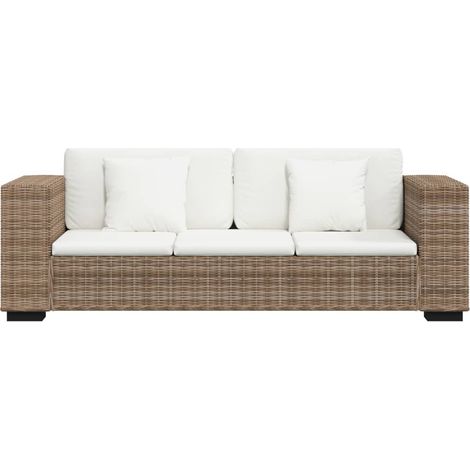 Juego de sofá cama de 3 plazas Sala de estar Cama de invitados convertible Sofá cama plegable para sala de estar Hogar Asientos interiores 8 piezas Ratán real 020018902