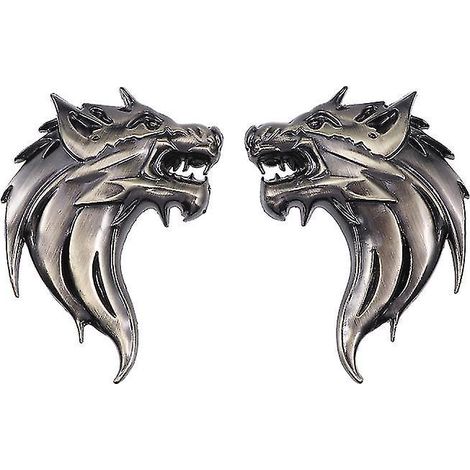 2 autocollants tête de loup pour voiture