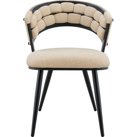 Lot de 2 chaises de salle à manger en velours beige avec pieds noirs, chaises rembourrées modernes pour la salle à manger et la cuisine (1/5)
