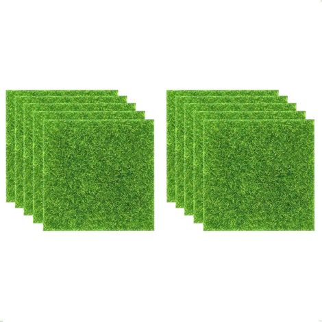 Packung mit 10 Kunstrasenquadraten (15 x 15 cm) für Bastelarbeiten, Kunstrasen, DIY-Mini-Gartendekoration, Kunstrasenquadrate