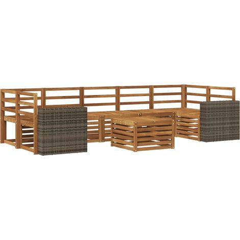 Set di divani da esterno 8 pz Naturale Legno di Acacia Massello vidaXL (1/5)