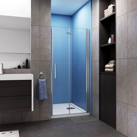 AICA porte de douche pliante 100x195cm avec un receveur de douche 100x80cm (1/5)