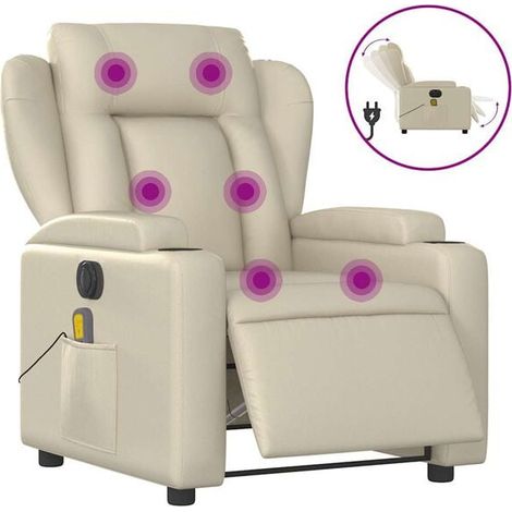 Fauteuil de massage électrique inclinable en similicuir beige (1/5)