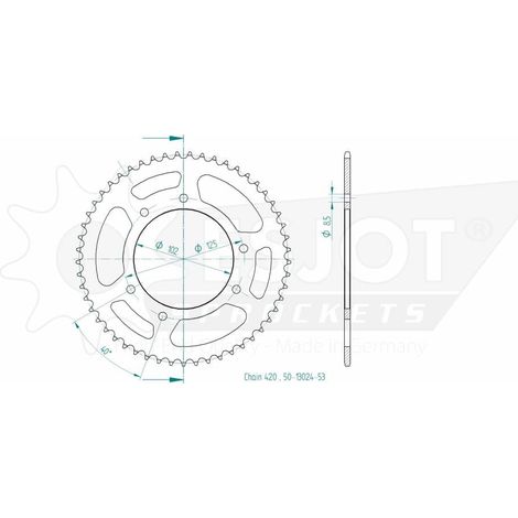 Couronne acier 420 - 53 dents - made in germany (1/2)