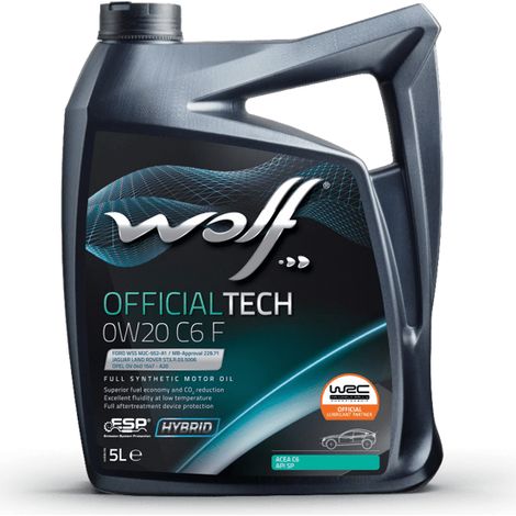WOLF - Huile moteur OFFICIALTECH 0W20 C6 F - Bidon de 5 litres - 1048795 - Ce produit de marque WOLF est neuf.