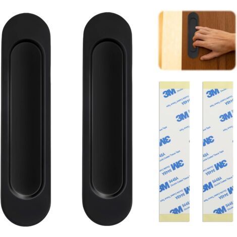 2 x Sliding Door Handles 15cm Oval Sliding Door Handles Self Adhesive Sliding Door Handles Recessed Handle for Cabinets, Windows, Sliding Barn Doors (1/5)