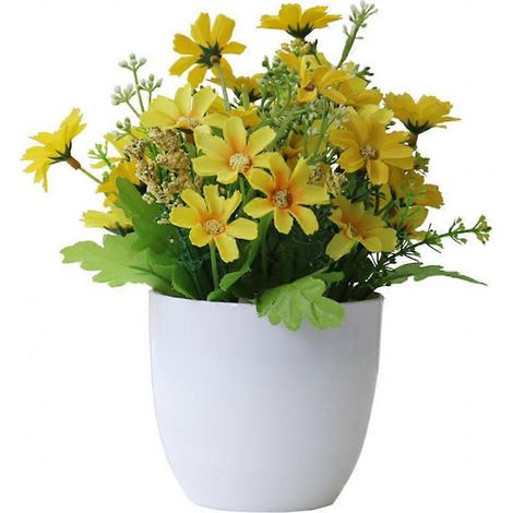 Décoration artisanale pour jardin, fête, maison, Noël ou autres occasions spéciales, idéale pour les soins du corps et le bricolage. Fleur artificielle en pot (1 pièce)jaune (1/5)