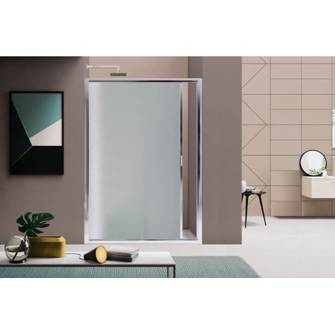 Nicchia doccia 120 cm  scorrevole con profili in alluminio brillantato cromo e finitura pannelli stampato - America 4