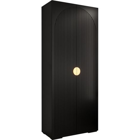 Armoire Hartford 405, Noir, 237x100x47cm, Portes d'armoire: Avec des charnières, Nombre d'étagères: 6