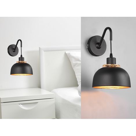 LED Wandleuchte mit Schalter Metall Schwarz Gold mit Drahtgeflecht, Höhe 30cm (1/5)
