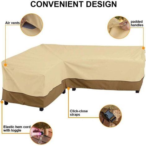 Eck-Gartenmöbelabdeckung, L-förmige Gartensofa-Abdeckung, wasserdichte Eck-Gartensofa-Abdeckung (210D-Links: 264/210 x 81 x 78 cm) (1/4)