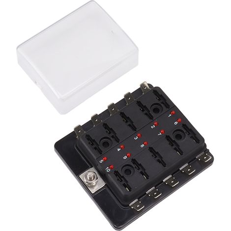Boîte à fusibles DC32V pour voiture, bloc de fusibles à lames étanche ATC ATO avec indicateur LED pour automobiles et navires, 10 voies (1/5)