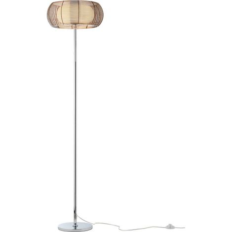 BRILLIANT Lampe Relax Standleuchte 2flg bronze/chrom  2x A60, E27, 30W, g.f. Normallampen n. ent.  Mit Fußschalter  Für LED-Leuchtmittel geeignet
