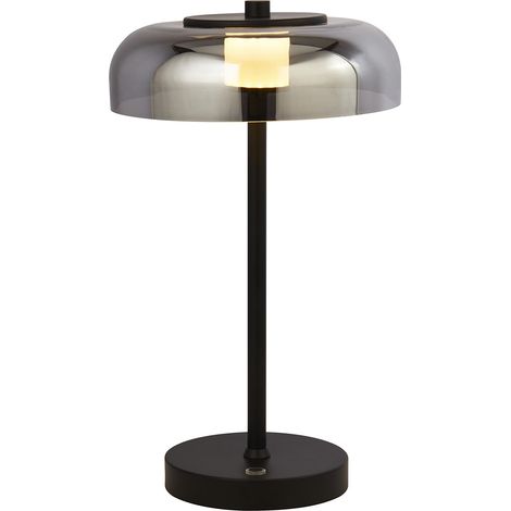 Lampada Da Scrivania Contemporanea Frisbee Acciaio Nero Vetro Led 9,87W 3000K (1/5)